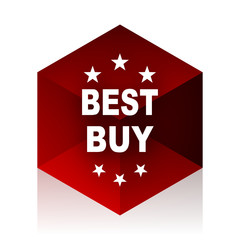 best buy red cube 3d modern design icon on white background