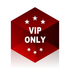 vip only red cube 3d modern design icon on white background