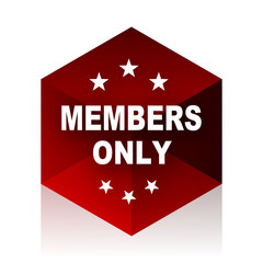 members only red cube 3d modern design icon on white background