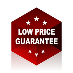 low price guarantee red cube 3d modern design icon on white background