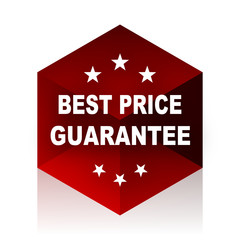 best price guarantee red cube 3d modern design icon on white background