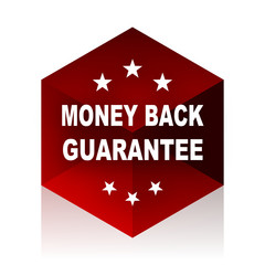 money back guarantee red cube 3d modern design icon on white background