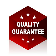 quality guarantee red cube 3d modern design icon on white background