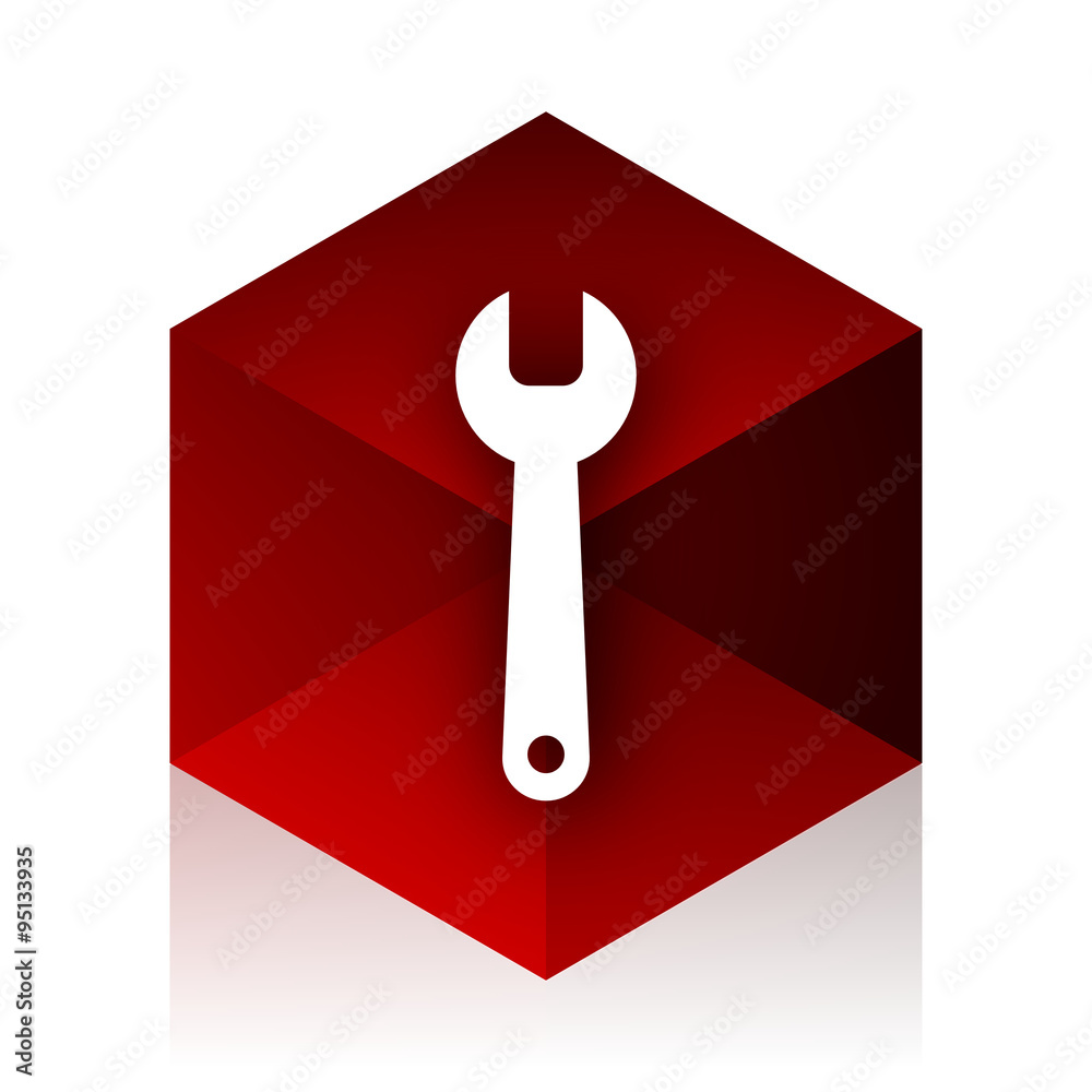 Aufkleber tool red cube 3d modern design icon on white background