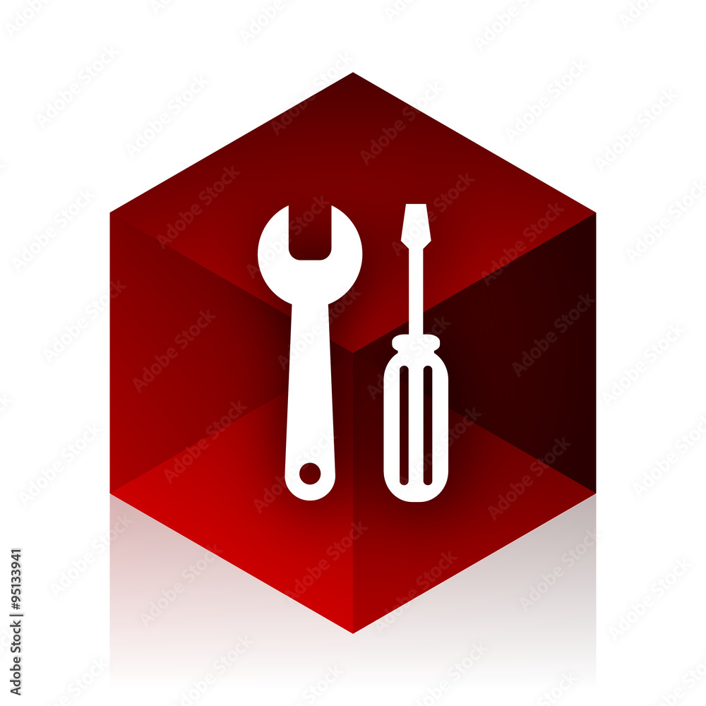 Aufkleber tool red cube 3d modern design icon on white background