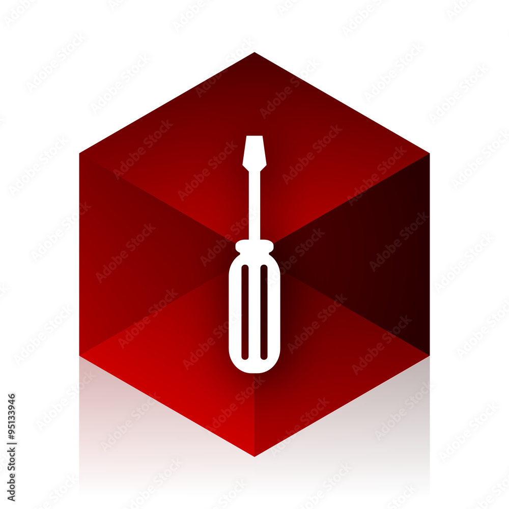 Aufkleber tool red cube 3d modern design icon on white background
