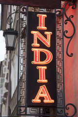 Illuminated India Sign