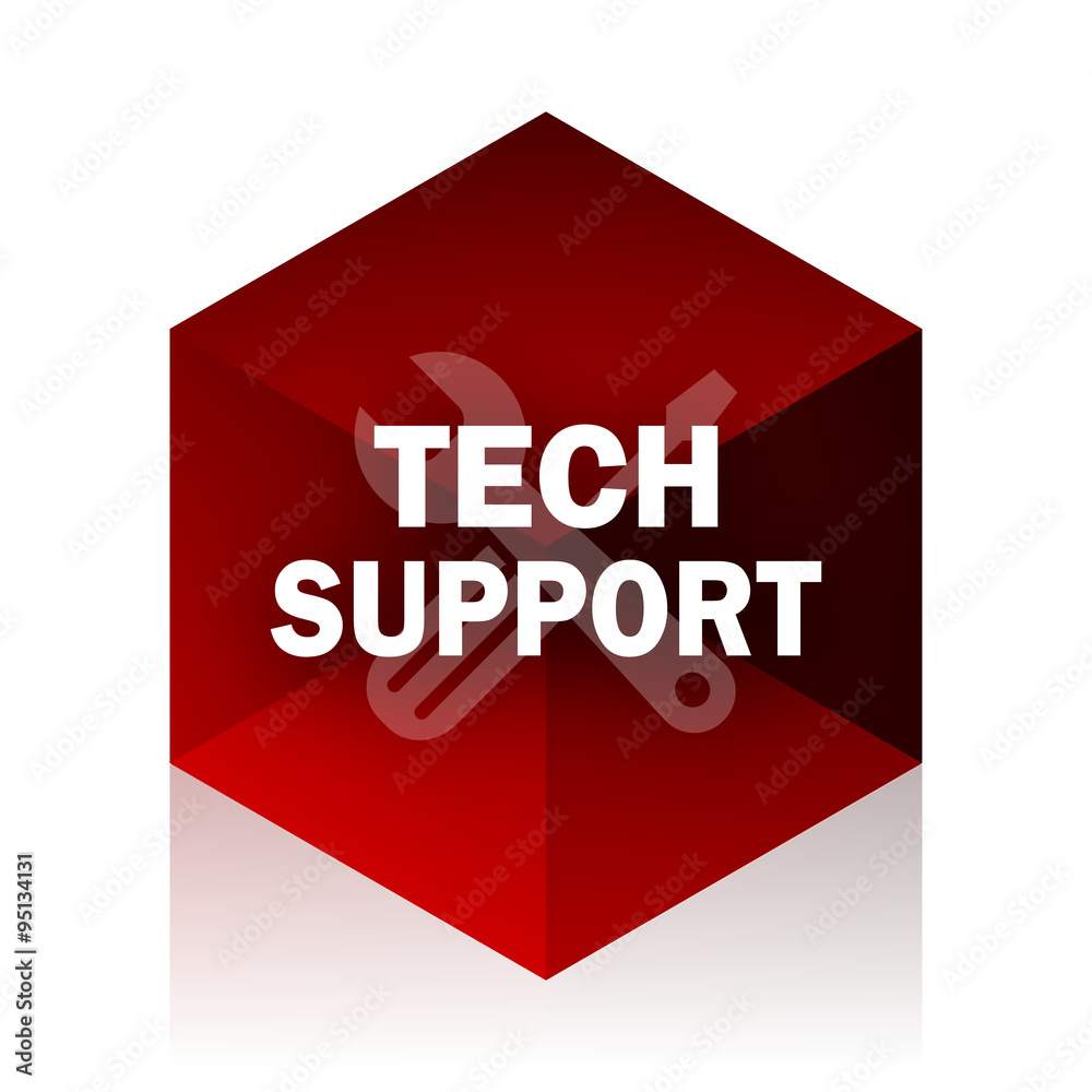 Aufkleber technical support red cube 3d modern design icon on white background