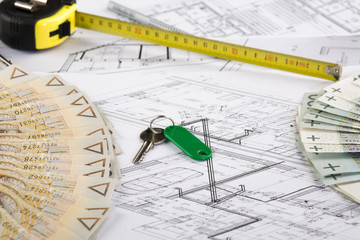 Architect plans construction project drawing, the cost of building a house

