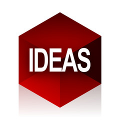 ideas red cube 3d modern design icon on white background