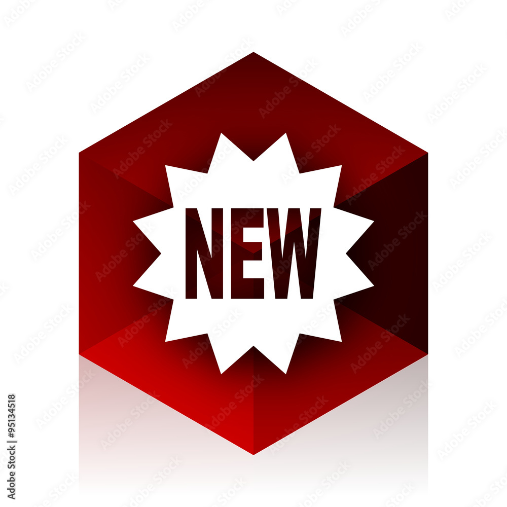 Aufkleber new red cube 3d modern design icon on white background