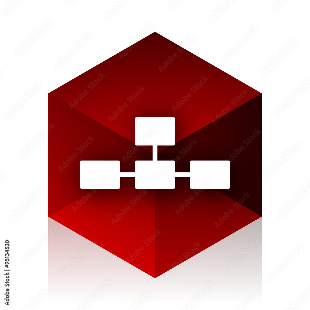 Poster database red cube 3d modern design icon on white background