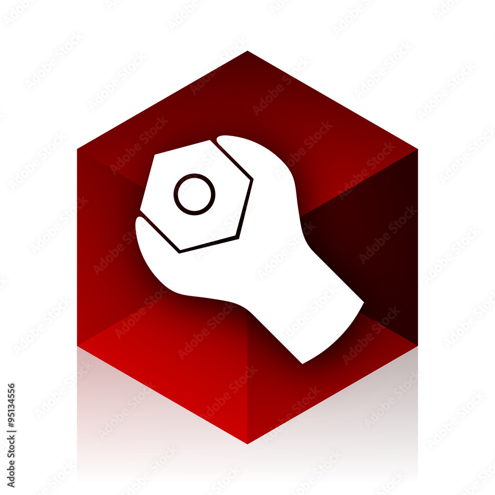 Aufkleber tools red cube 3d modern design icon on white background