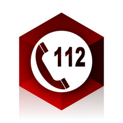 Fototapeta premium emergency call red cube 3d modern design icon on white background