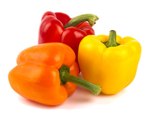 Three coloured bell peppers