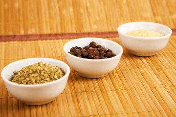 Spices in white dish