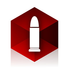 ammunition red cube 3d modern design icon on white background