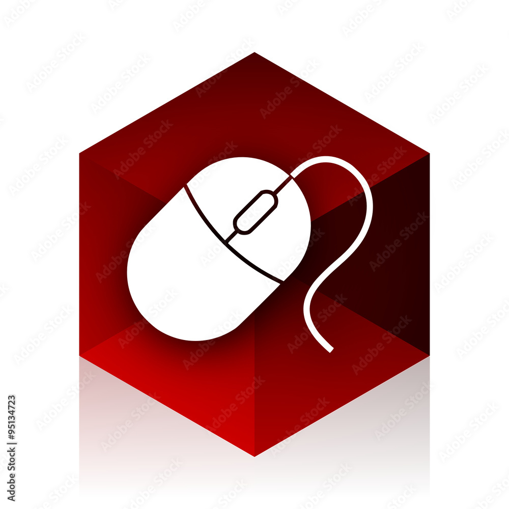 Aufkleber mouse red cube 3d modern design icon on white background
