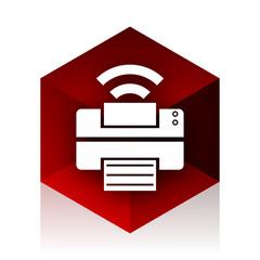 printer red cube 3d modern design icon on white background
