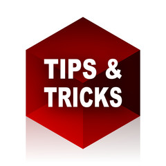 tips tricks red cube 3d modern design icon on white background