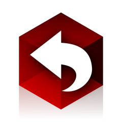back red cube 3d modern design icon on white background