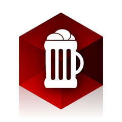 beer red cube 3d modern design icon on white background