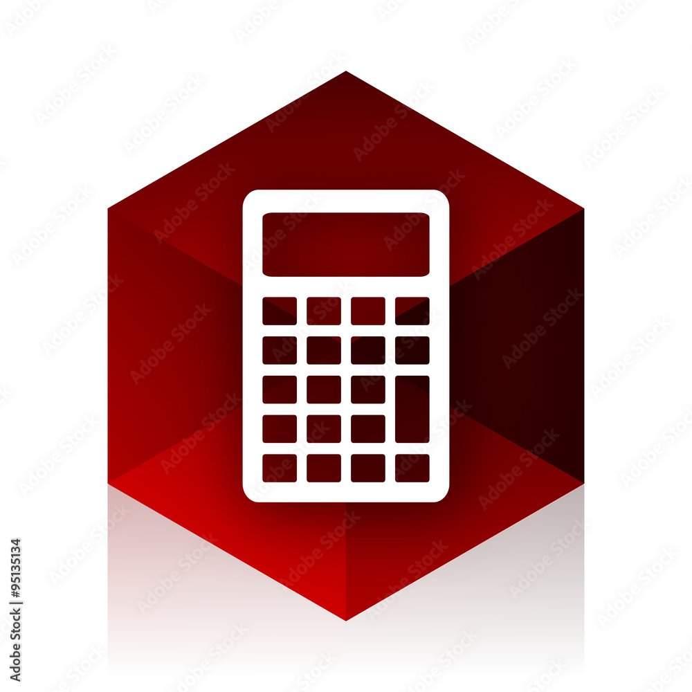 Aufkleber calculator red cube 3d modern design icon on white background