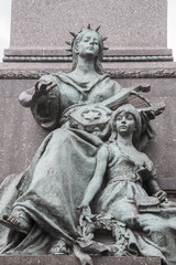 Fototapeta na wymiar Detail of Adam Mickiewicz Monument (1898) by Rygier in Krakow