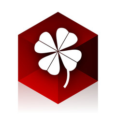 four-leaf clover red cube 3d modern design icon on white background
