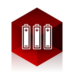 battery red cube 3d modern design icon on white background
