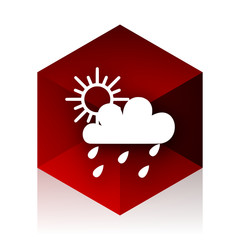 rain red cube 3d modern design icon on white background