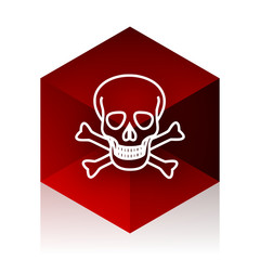 skull red cube 3d modern design icon on white background