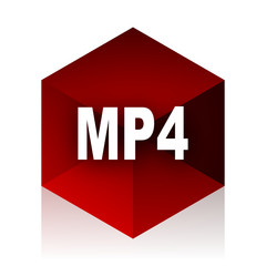 mp4 red cube 3d modern design icon on white background