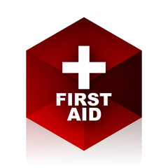 first aid red cube 3d modern design icon on white background