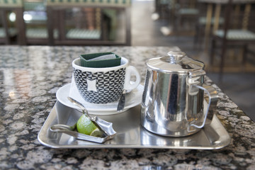 Pot of Tea with Cup and Saucer