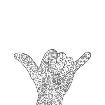 Anti-stress hand coloring with high detail and a lot of elements in the style of zentangle.