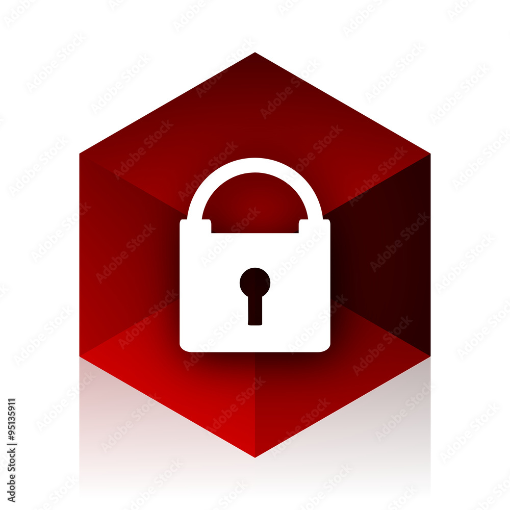 Aufkleber padlock red cube 3d modern design icon on white background