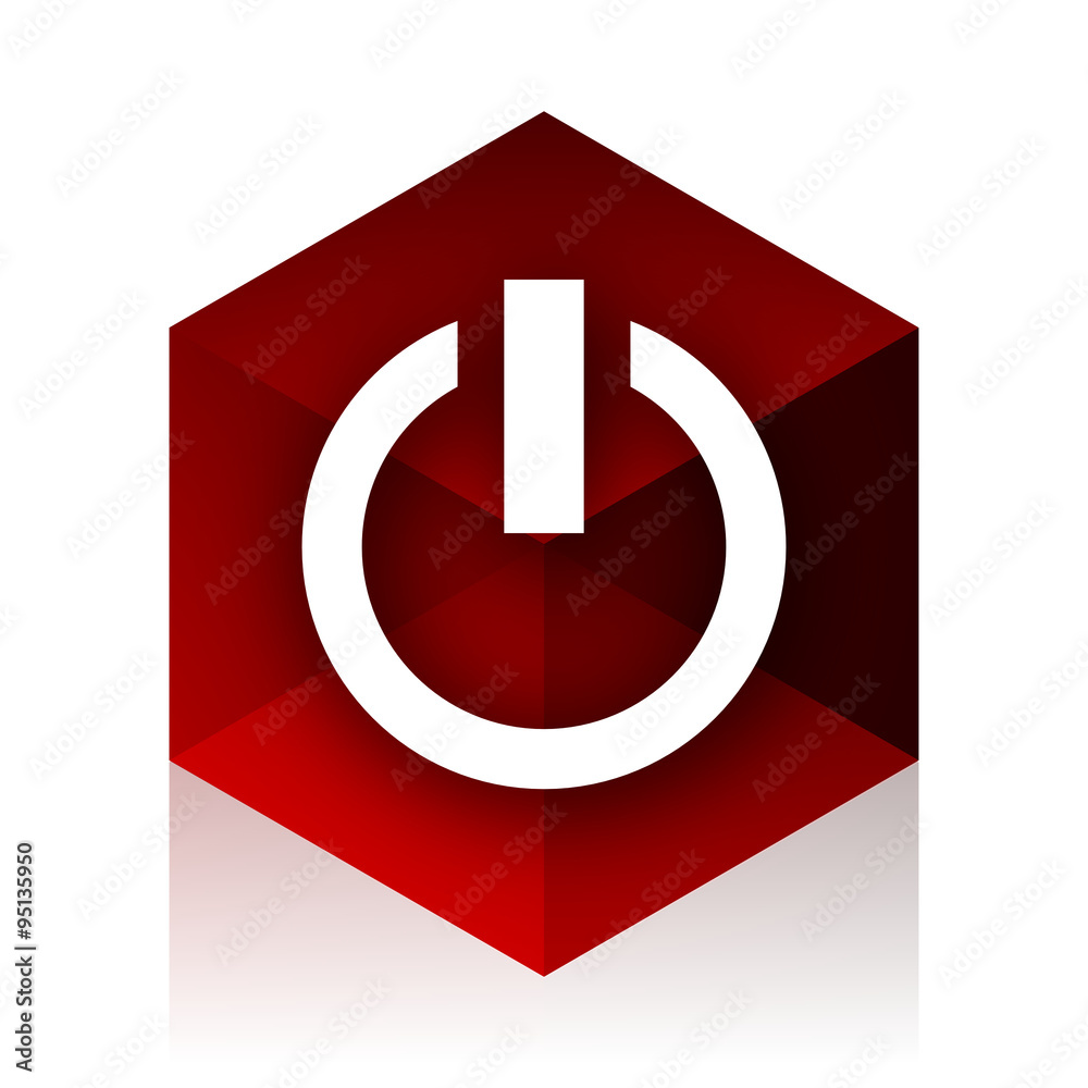 Poster power red cube 3d modern design icon on white background