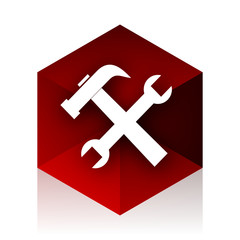 tool red cube 3d modern design icon on white background