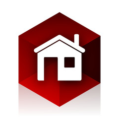 house red cube 3d modern design icon on white background