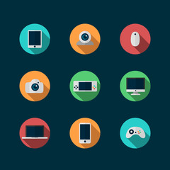 technology and devices icons set