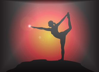 Fototapeta na wymiar Yoga Dancer Pose Glare Background