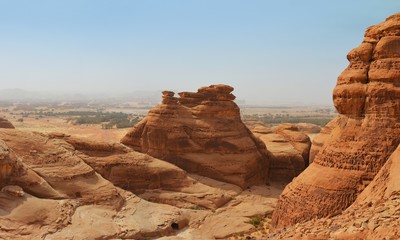 red mountain landscape - desert wasteland / canyon