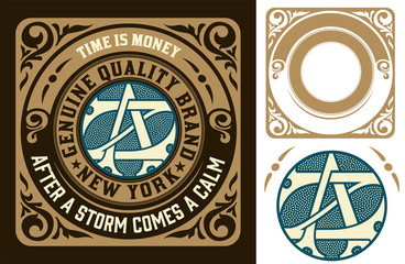 Retro card with monogram