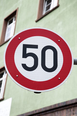 Red Fifty Speed Sign