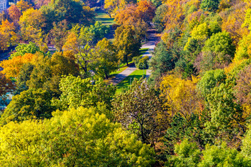 Autumn view from Nuselsky bridge, Prague, Czech Republic