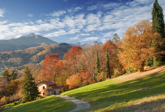 contrasto di colori nel paesaggio autunnale