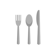 Cutlery on white background flat
