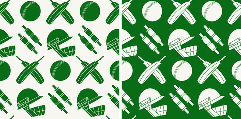 Seamless pattern with cricket game equipment