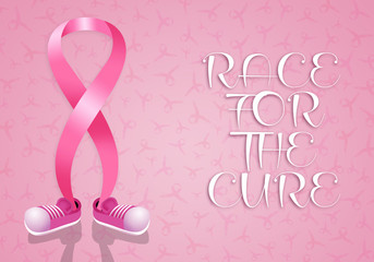 Funny pink ribbon for breast cancer prevention